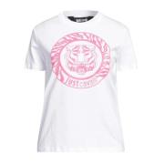 Wit Katoenen T-shirt met Voorlogo Just Cavalli , White , Dames