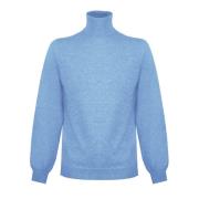 Elegant IJsblauw Kasjmier Hoog Nek Sweatshirt Malo , Blue , Dames