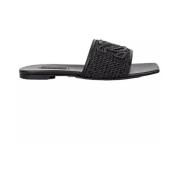 Zwarte slippers Casadei , Black , Dames