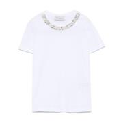 Kristalversierde Crew Neck T-shirt Ermanno Scervino , White , Dames