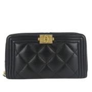 Pre-owned Leather wallets Chanel Vintage , Black , Dames