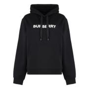 Geribbelde katoenen hoodie met elastaan Burberry , Black , Dames