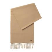 Elegante Twill Wollen Sjaal met Franjes Hugo Boss , Beige , Dames