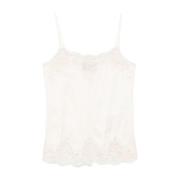 Beige Bloemenkant Detail Camisole Top Ermanno Scervino , Beige , Dames