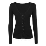 Zwart Wol Ribgebreid Vest P.a.r.o.s.h. , Black , Dames