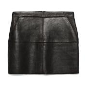 Bruine Leren Panel Rok P.a.r.o.s.h. , Brown , Dames