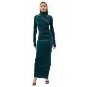 Donkergroene Velvet Chelsea Maxi Jurk Amazuin , Green , Dames