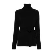 Zwarte Wol-Kasjmier Coltrui Sweater Wild Cashmere , Black , Dames