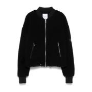 Faux Shearling Baseball Kraag Jas Pinko , Black , Dames