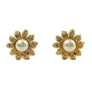 Pre-owned Metal earrings Chanel Vintage , Yellow , Dames