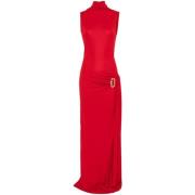 Rode Gedrapeerde Hoge Hals Jurk Casablanca , Red , Dames