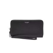 Zwarte leren portemonnee met merklogo Marc Jacobs , Black , Dames