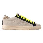 Urban elegance leren sneaker fusie P448 , Beige , Dames