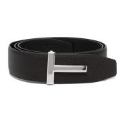 Italiaanse Leren Riem, Ontwerperscode Tb178 Tom Ford , Brown , Heren