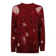 Intarsia Print Gebreide Trui Versace , Red , Dames