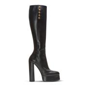 Bruine leren laarzen Balmain , Black , Dames