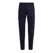 Donkerblauwe Stretch Sateen Cargo Broek Ergonomische Pasvorm C.p. Comp...