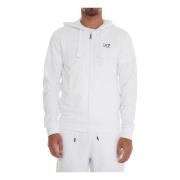 Rits Hoodie Logo Elastische Lente Emporio Armani EA7 , White , Heren