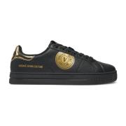 Zwarte lage rechtbank sneakers Versace Jeans Couture , Black , Heren