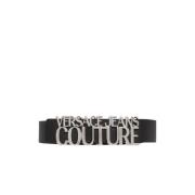 Zwarte uniseks riem met metalen logo Versace Jeans Couture , Black , H...