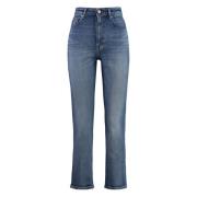 Slim Fit High-Rise Jeans met Metalen Details Ganni , Blue , Dames