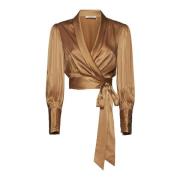 Satijnen Wrap Blouse met Shawl Kraag Zimmermann , Brown , Dames