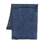 Denim Print Rechthoekige Sjaal Faliero Sarti , Blue , Dames