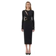 Diep Zwarte Midi Jurk voor Vrouwen Amazuin , Black , Dames