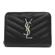 Pre-owned Leather wallets Yves Saint Laurent Vintage , Black , Dames