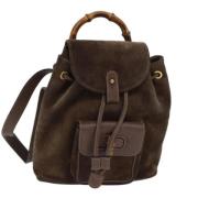 Pre-owned Suede backpacks Gucci Vintage , Brown , Dames