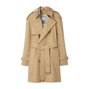 Beige Trenchcoat met Vintage Check Patroon Burberry , Beige , Dames