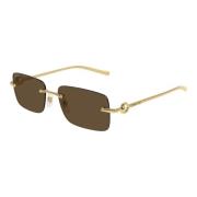 Goud/bruin metalen frame zonnebril Gucci , Yellow , Heren