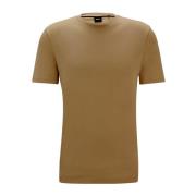 Katoenen T-shirt met Rubberen Logo Thompson Hugo Boss , Beige , Heren