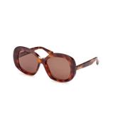 Bruine Lenzen Donker Havana Zonnebril Max Mara , Brown , Dames