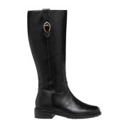 Zwarte Casual Leren Dameslaarzen Geox , Black , Dames