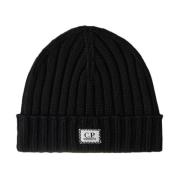 Blauwe Merinowol Logo Beanie C.p. Company , Blue , Heren