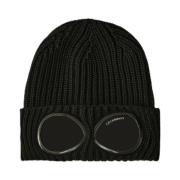 Wollen Goggle Beanie Muts Zwart C.p. Company , Black , Heren