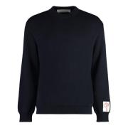 Katoenen crew-neck sweater met logo Golden Goose , Blue , Heren