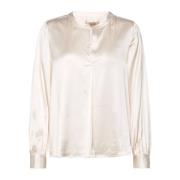 Elegante Satijnen Blouse met V-hals MOS Mosh , Beige , Dames