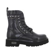 Dames Enkellaarsjes Leer Mid Cult , Black , Dames