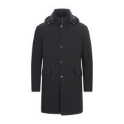 Blauwe wollen parka met afneembare capuchon Montecore , Blue , Heren