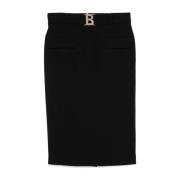 Zwarte Pencil Rok Goud Logo Blugirl , Black , Dames