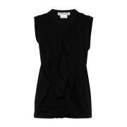 Zwarte Gerimpelde Mouwloze Top Comme des Garçons , Black , Dames