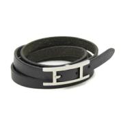 Pre-owned Leather bracelets Hermès Vintage , Black , Heren