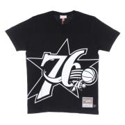 NBA Big Face Tee Zwart Mitchell & Ness , Black , Heren