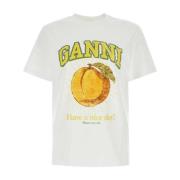 Klassiek Wit Katoenen T-shirt Ganni , White , Dames