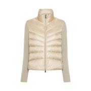 Beige Gebreide Mouw Pufferjas Moncler , Beige , Dames