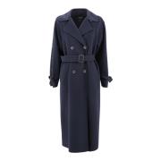 Blauwe Wollen Trenchcoat Max Mara Weekend , Blue , Dames