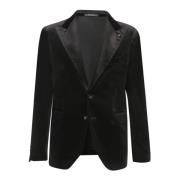 Zwart Fluweel Blazer Elegant Formele Kleding Tagliatore , Black , Here...