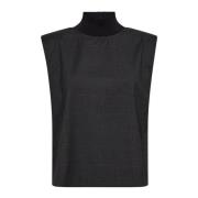 Rib Turtleneck Vest Top Co'Couture , Black , Dames